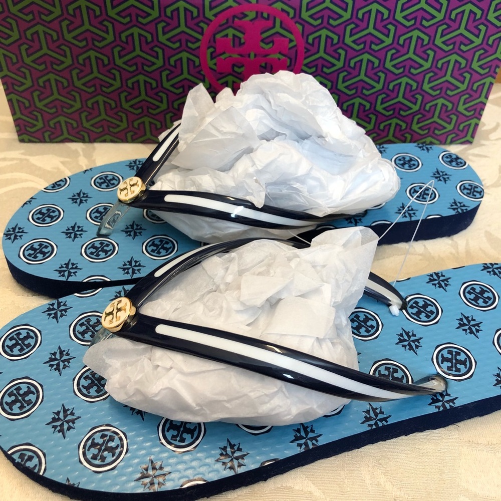 NEW TORY BURCH printed thin flip flops